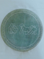 Teller grün aus Speckstein (ø ± 25 cm)